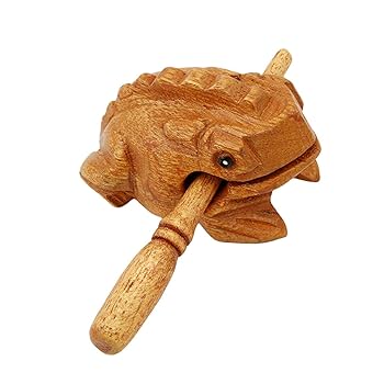 カエル（木製） Amazon | Kingsie カエル 木製 縁起物 ギロ 打楽器 楽器 音が